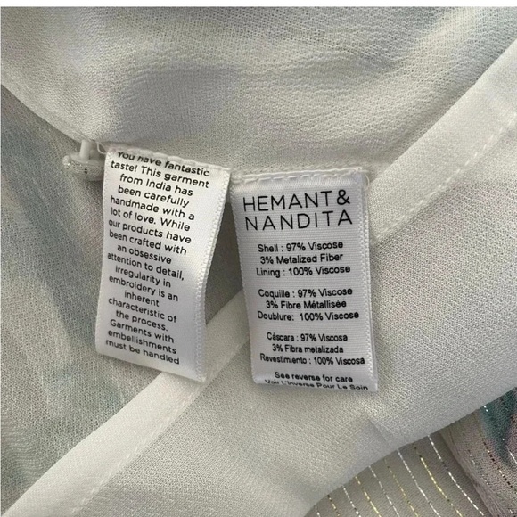 Hemant & Nandita botanical shimmer Zaina ruffle tiered mini dress - Picture 13 of 15